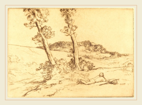 Alphonse Legros, Traveler Reclining on the Grass (Le voyageur etendu sur le gazon), French,