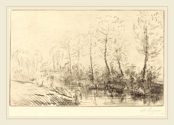 Alphonse Legros, Birch Trees: Water's Edge Seen in Morning Light (Les bouleaux: Bord de l'eau,