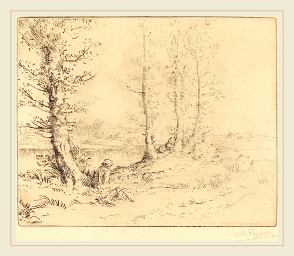 Alphonse Legros, Along the River (Le long de la rive), French, 1837-1911, etching and drypoint
