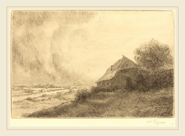 Alphonse Legros, Hovel on a Hillside (Masure sur la colline), French, 1837-1911, etching