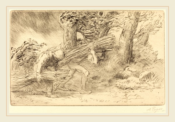 Alphonse Legros, Fagot-gatherers (Les fagottiers), French, 1837-1911, etching and drypoint