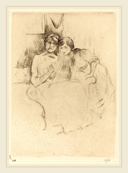 Berthe Morisot (French, 1841-1895), The Drawing Lesson, 1888-1890, drypoint [reprinted by Ambroise