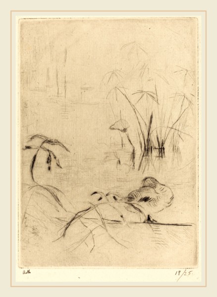 Berthe Morisot (French, 1841-1895), Ducks at Rest on the Bank, 1888-1890, drypoint [reprinted by