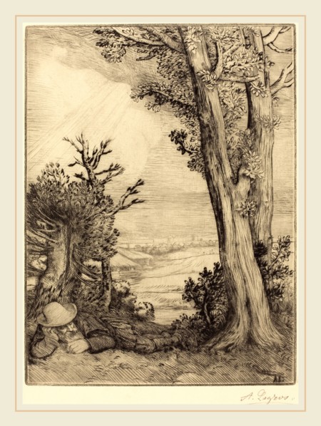 Alphonse Legros, Siesta in the Country (Sieste dans la campagne), French, 1837-1911, drypoint and
