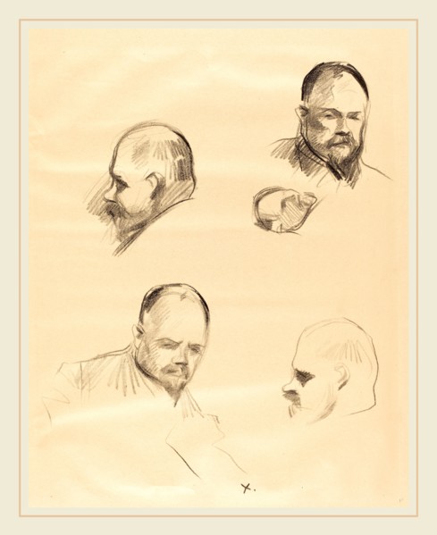 Jean-Louis Forain, Four Sketches of Ambroise Vollard, French, 1852-1931, c. 1910, lithograph