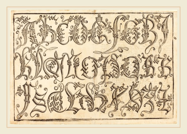 German 15th Century, Ornamental Alphabet, 1480-1490, woodcut