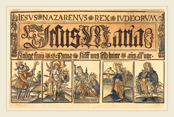 German 15th Century, Saint Anne, The Madonna and Child and Saints Christopher, Sebastian, Clara and
