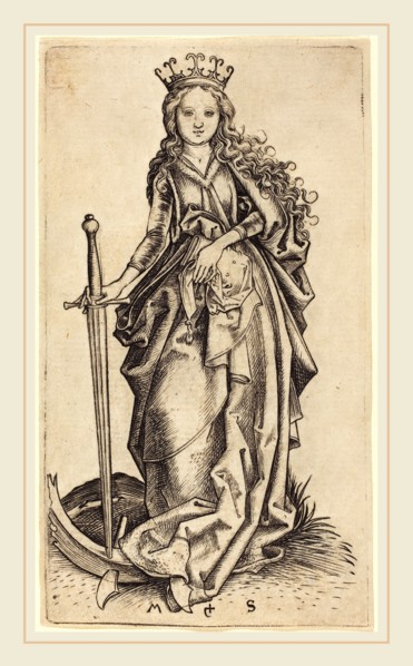 Martin Schongauer (German, c. 1450-1491), Saint Catherine of Alexandria, c. 1480-1490, engraving