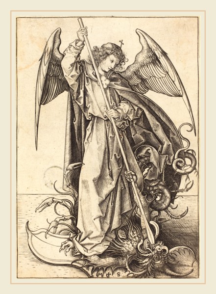 Martin Schongauer (German, c. 1450-1491), Saint Michael Slaying the Dragon, c. 1480-1490, engraving