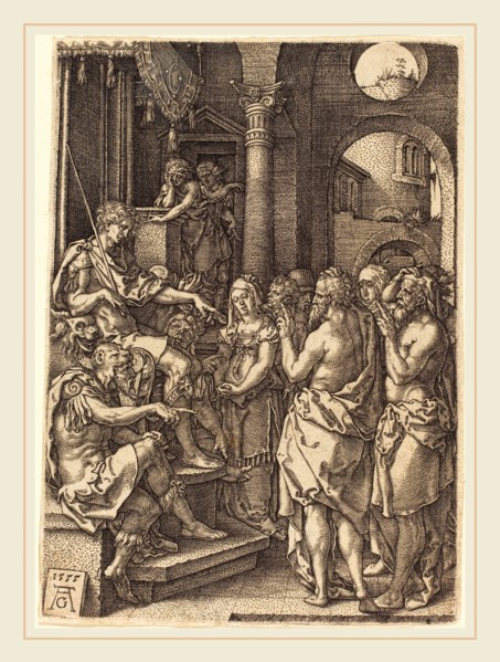 Heinrich Aldegrever (German, 1502-1555-1561), The Two Elders Before the Judge, 1555, etching