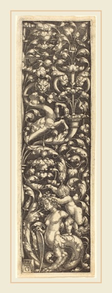 Heinrich Aldegrever (German, 1502-1555-1561), Ornament with a Child on the Back of a Sphinx, 1535,