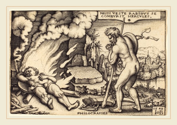Sebald Beham (German, 1500-1550), Death of Hercules, 1542-1548, engraving