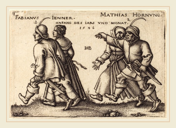 Sebald Beham (German, 1500-1550), January and February, 1546, engraving