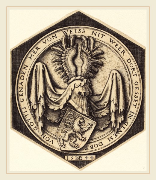 Sebald Beham (German, 1500-1550), Coat of Arms with a Lion, 1544, engraving