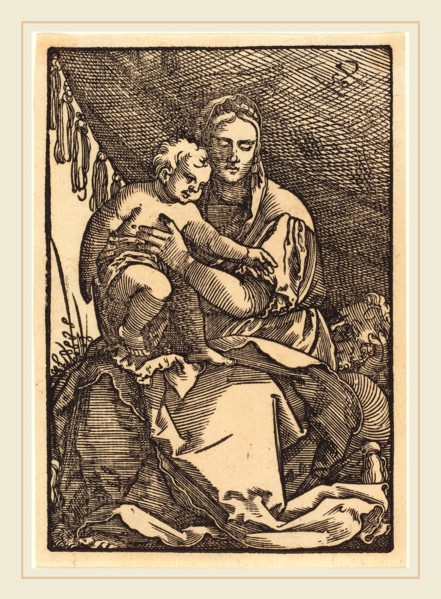 Sebald Beham (German, 1500-1550), Madonna and Child under a Canopy, woodcut