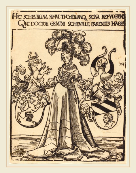 Lucas Cranach the Elder (German, 1472-1553), Bookplate of Scheurl and Tucher, woodcut