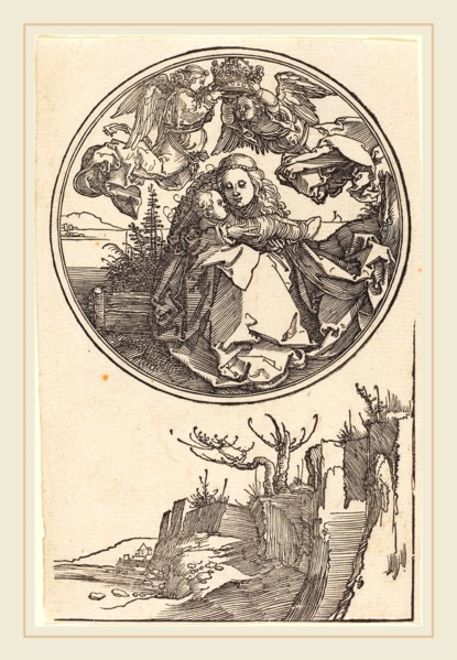 Albrecht DÃ¼rer (German, 1471-1528), The Virgin Crowned by Two Angels above a Landscape, in or