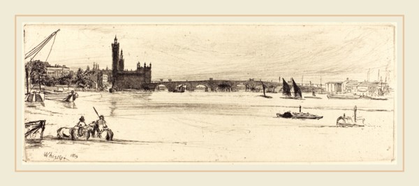 James McNeill Whistler (American, 1834-1903), Old Westminster Bridge, 1859, etching