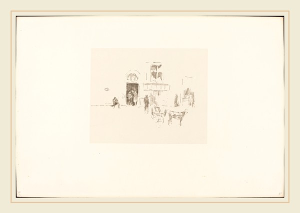 James McNeill Whistler (American, 1834-1903), Gaiety Stage Door, 1879, lithograph in black on chine