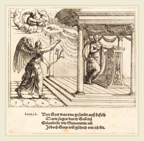 Augustin Hirschvogel (German, 1503-1553), The Annunciation, 1547, etching