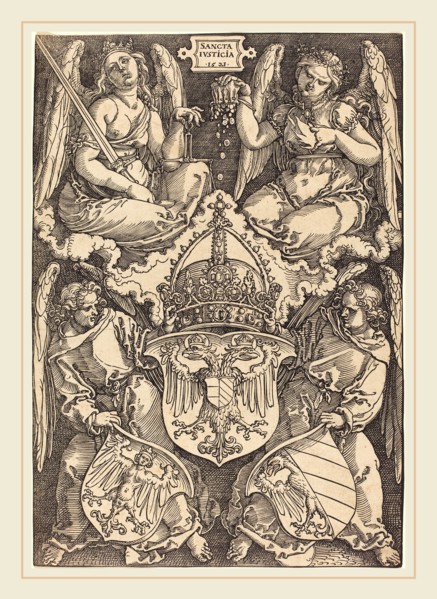 Albrecht DÃ¼rer (German, 1471-1528), Coat of Arms of the German Empire and Nuremberg City, 1521,