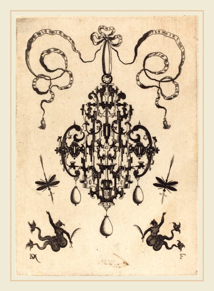 Daniel Mignot (German, active 1593-1596), Large Pendant, Lower Left and Right Two Creatures of the