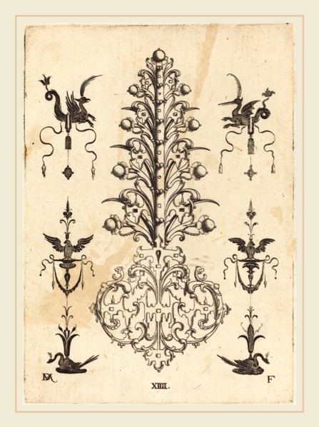 Daniel Mignot (German, active 1593-1596), Hyacinth-Shaped Brooch with Winged Animals  at Top and