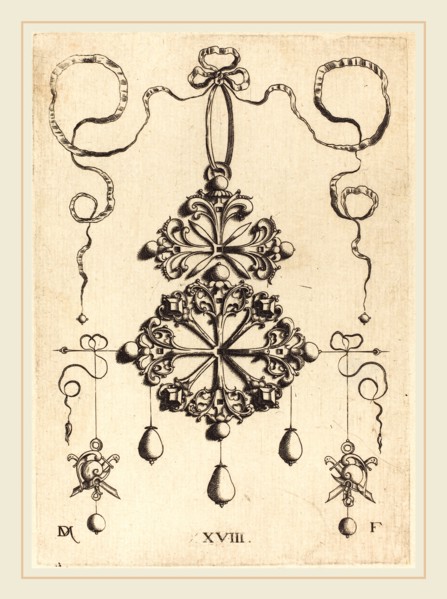 Daniel Mignot (German, active 1593-1596), Pendant with Two Double Crosses, engraving