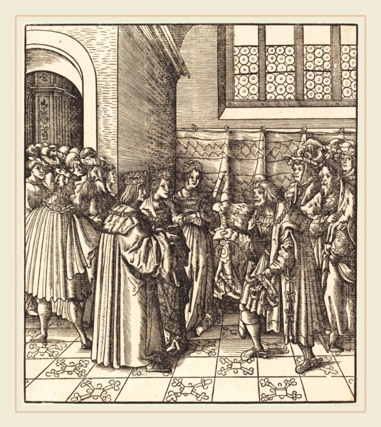 Leonhard Beck (German, c. 1480-1542), A Legation before a King, near Him Two Women Standing,