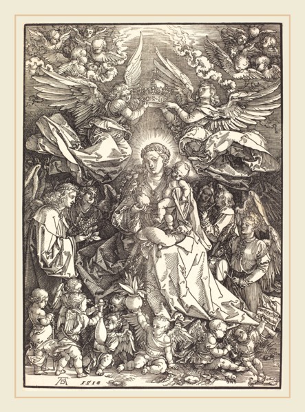 Albrecht DÃ¼rer (German, 1471-1528), The Virgin Surrounded by Many Angels, 1518, woodcut