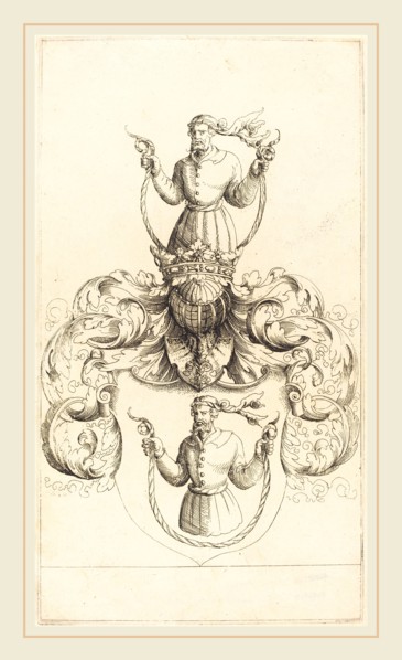 Augustin Hirschvogel (German, 1503-1553), Coat of Arms of Unknown Man, etching