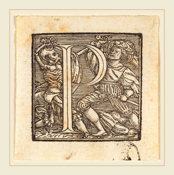 Hans Holbein the Younger (German, 1497-1498-1543), Letter P, woodcut