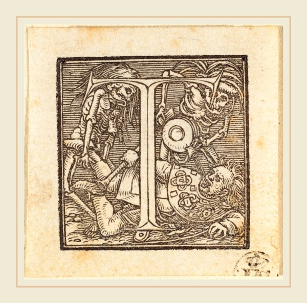 Hans Holbein the Younger (German, 1497-1498-1543), Letter T, woodcut