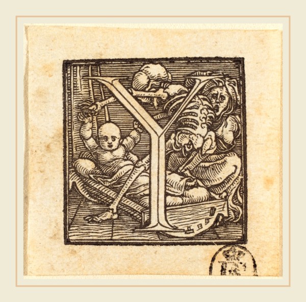 Hans Holbein the Younger (German, 1497-1498-1543), Letter Y, woodcut