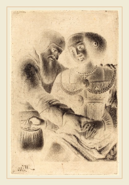 Master NW (German, active 1640), Man and Woman Embracing, stipple