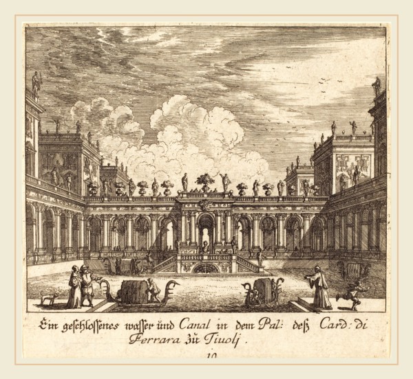 Melchior KÃ¼sel after Johann Wilhelm Baur (German, 1626-1683), Palace and Canal, Cardinal di