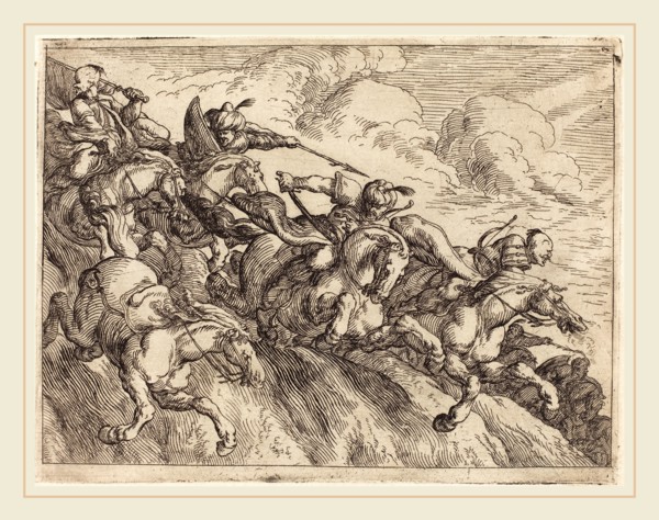 Johann Wilhelm Baur (German, 1607-1641), Capricci di varie battaglie, 1635, etching on laid paper