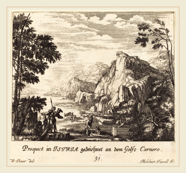 Melchior KÃ¼sel after Johann Wilhelm Baur (German, 1626-1683), Istria, Carnero Gulf, 1681, etching