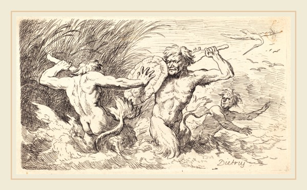 Christian Wilhelm Ernst Dietrich (German, 1712-1774), Battling Tritons, 1763, etching on wove paper