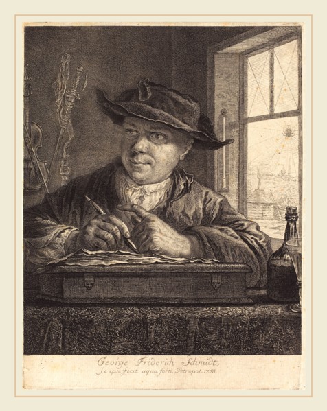 Georg Friedrich Schmidt (German, 1712-1775), Self-Portrait with a Spider in the Window, 1758,