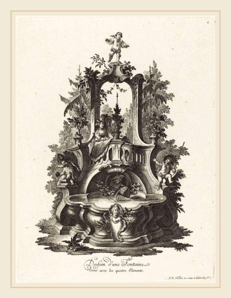 Johann Esaias Nilson (German, 1721-1788), Dessein d'une Fontaine orné avec les quatre Elements