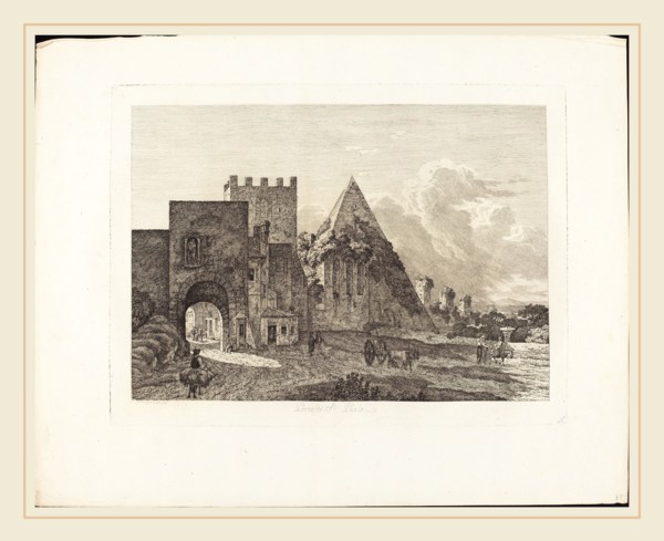 Jacob Wilhelm Mechau (German, 1745-1808), Porta di San Paolo, 1795, etching on laid paper [proof]