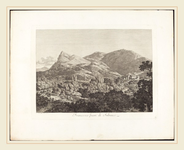 Jacob Wilhelm Mechau (German, 1745-1808), Francesco fuori di Subiacao, 1794, etching on laid paper