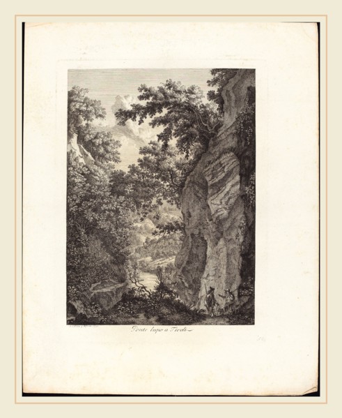 Albert Christoph Dies (Austrian, 1755-1822), Ponte Lupo a Tivoli, 1792, etching on laid paper