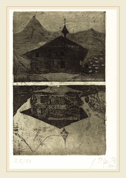 Paula Modersohn-Becker (German, 1876-1907), Chalet, 1899, etching and aquatint in green-black on