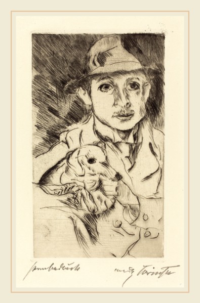 Lovis Corinth, Boy with Dog (Knabe mit Hund), German, 1858-1925, 1915, drypoint in black on wove