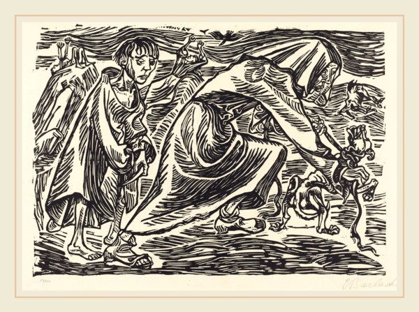 Ernst Barlach, The Dog Catcher, German, 1870-1938, 1919, lithograph