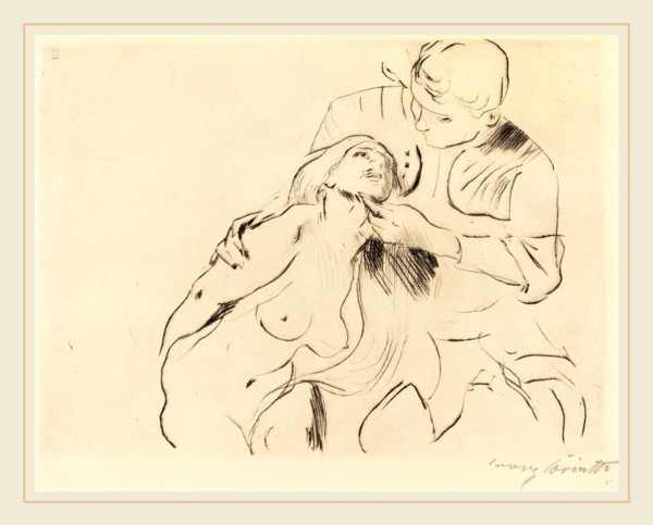 Lovis Corinth, The Reconciliation (VersÃ¶hnung), German, 1858-1925, 1914, drypoint in black on laid