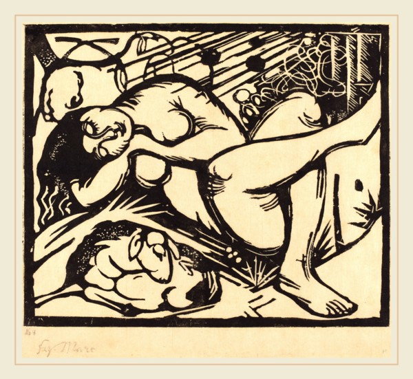 Franz Marc, Sleeping Shepherdess (Schlafende Hirtin), German, 1880-1916, 1912, woodcut