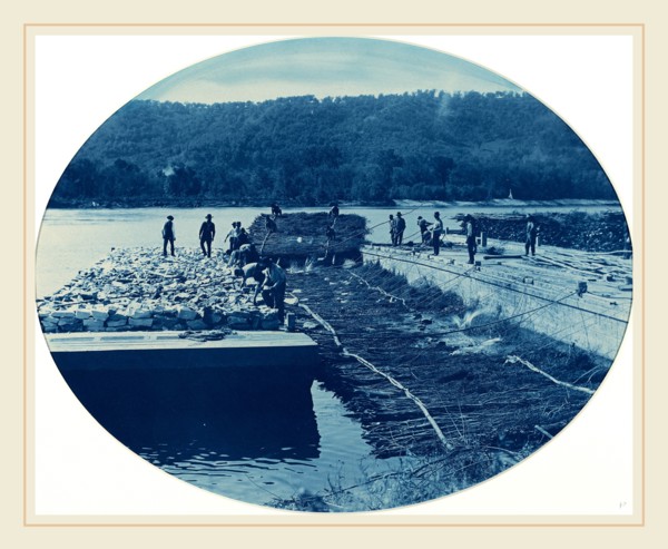 Henry Peter Bosse (American, 1844-1903), Construction of Rock and Brush Dam, L.W. 1891, 1891,